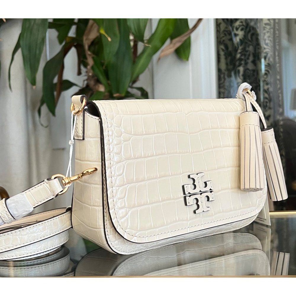 NWT!! TORY BURCH THEA FLAP CREAM EMBOSSED CROSSBODY BAG ♦️♦️ - Picture 7 of 17